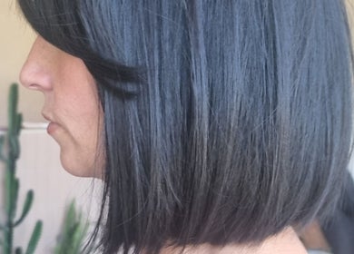 Chic bob haircut styled at Salon Nine, Glenrothes, Scotland, GB showcasing sleek, shiny hair.
