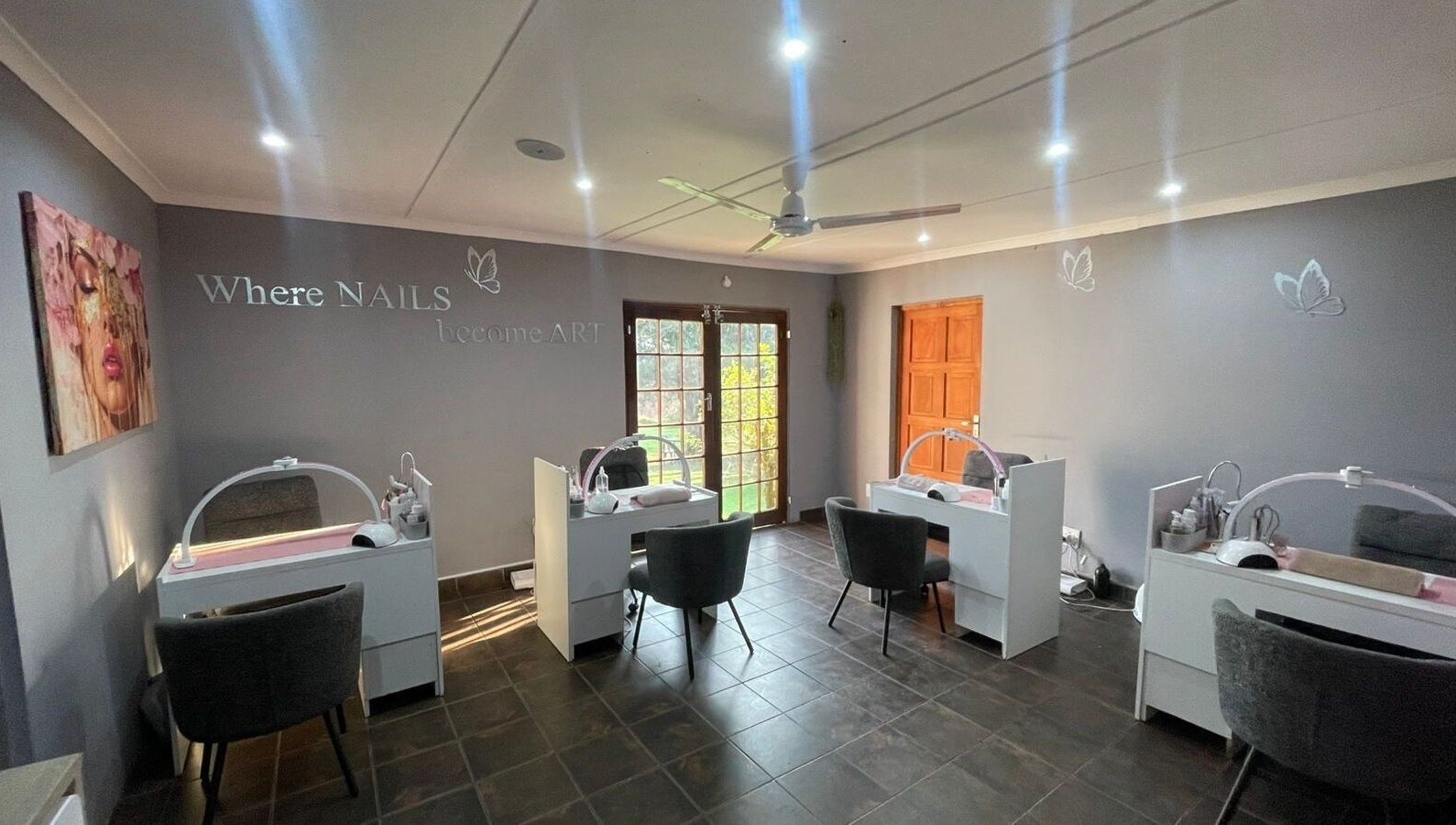 Elegant interior of The Nail Garden - Howick, featuring nail stations in Howick, Kwazulu-natal, ZA.