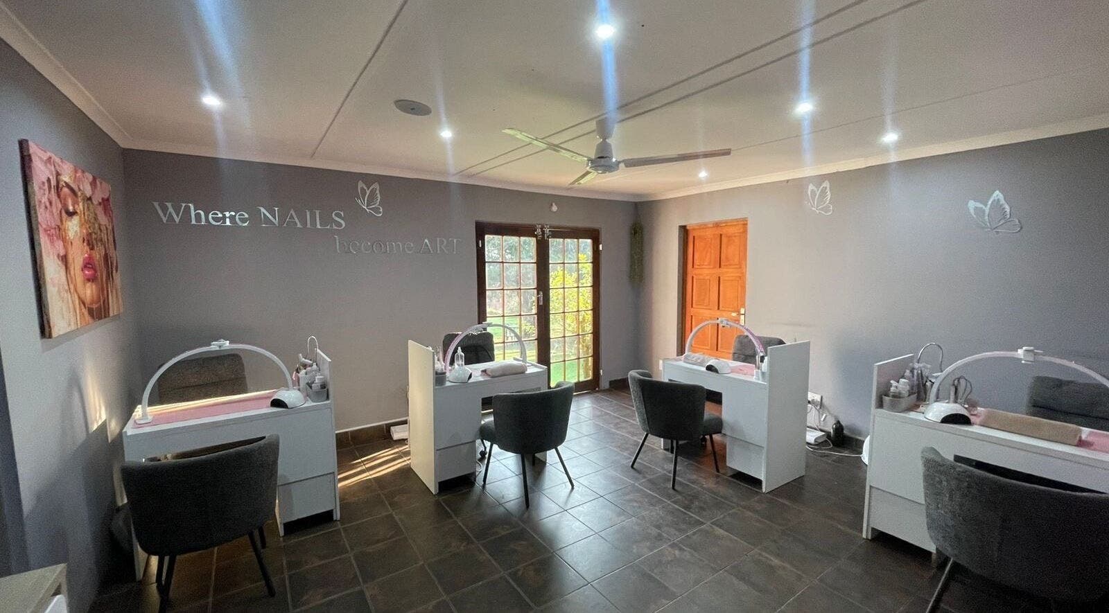 Elegant interior of The Nail Garden - Howick, featuring nail stations in Howick, Kwazulu-natal, ZA.