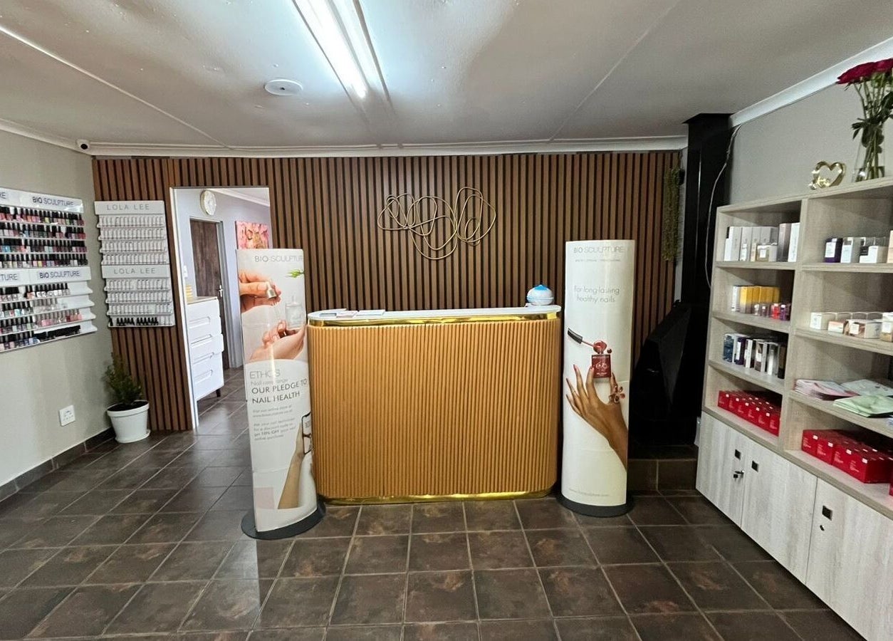 The Nail Garden - Howick front desk with nail polish display, Howick, Kwazulu-natal, ZA.