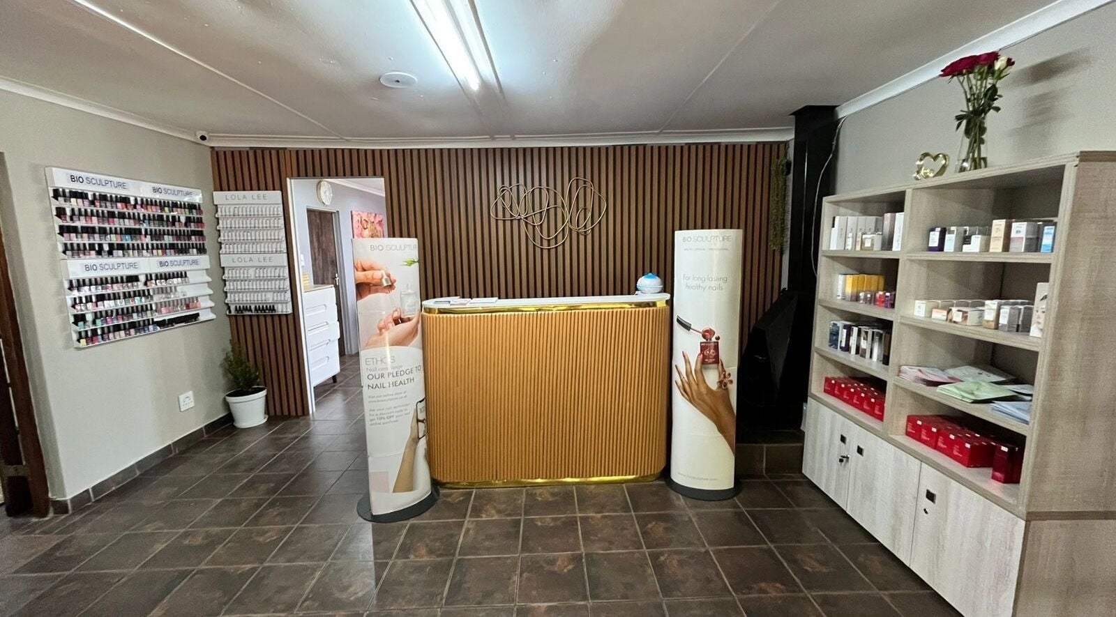 The Nail Garden - Howick front desk with nail polish display, Howick, Kwazulu-natal, ZA.