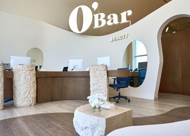 Reception area of Obar Beauty in Riyadh, Riyadh Province, SA with modern decor and sleek design.