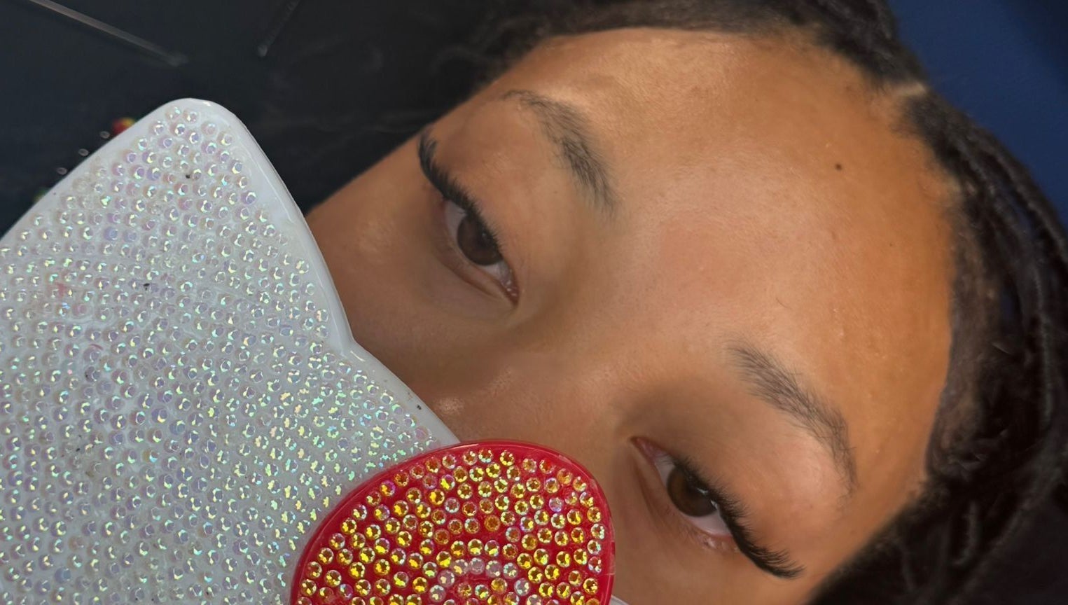 Close-up of eyelash extensions at The Luxe Studio, Bridgetown, Saint Michael, BB showcasing detailed artistry.