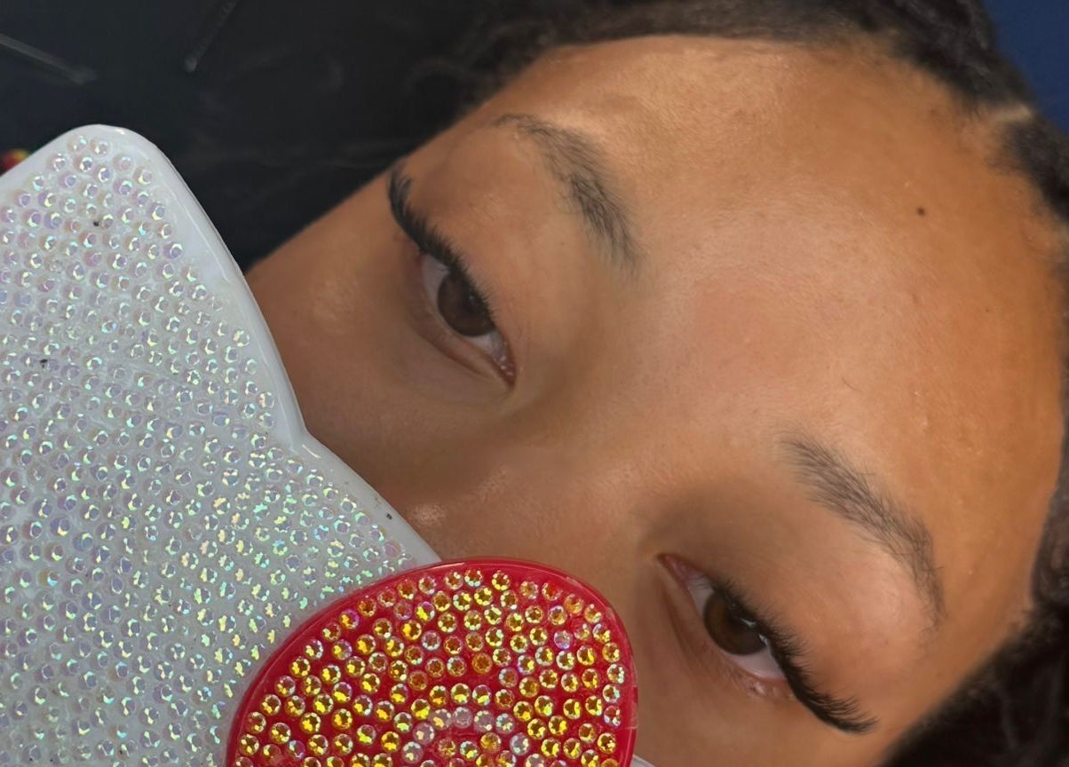 Close-up of eyelash extensions at The Luxe Studio, Bridgetown, Saint Michael, BB showcasing detailed artistry.