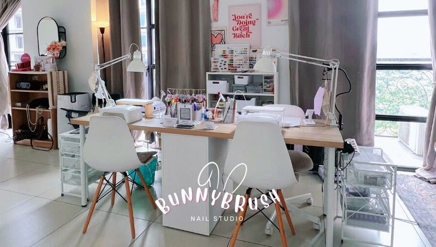 Bunny Brush Nail Studio in Petaling Jaya, Selangor, MY, with modern nail stations and elegant decor.