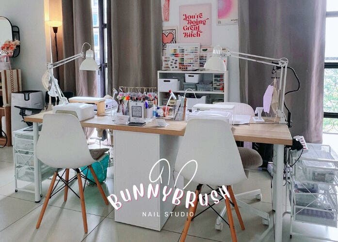 Bunny Brush Nail Studio in Petaling Jaya, Selangor, MY, with modern nail stations and elegant decor.