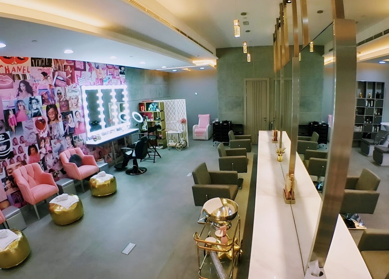 Interior of The Salon at Yin Yang Al Wasl in Dubai, AE showcasing stylish seating and vibrant decor.