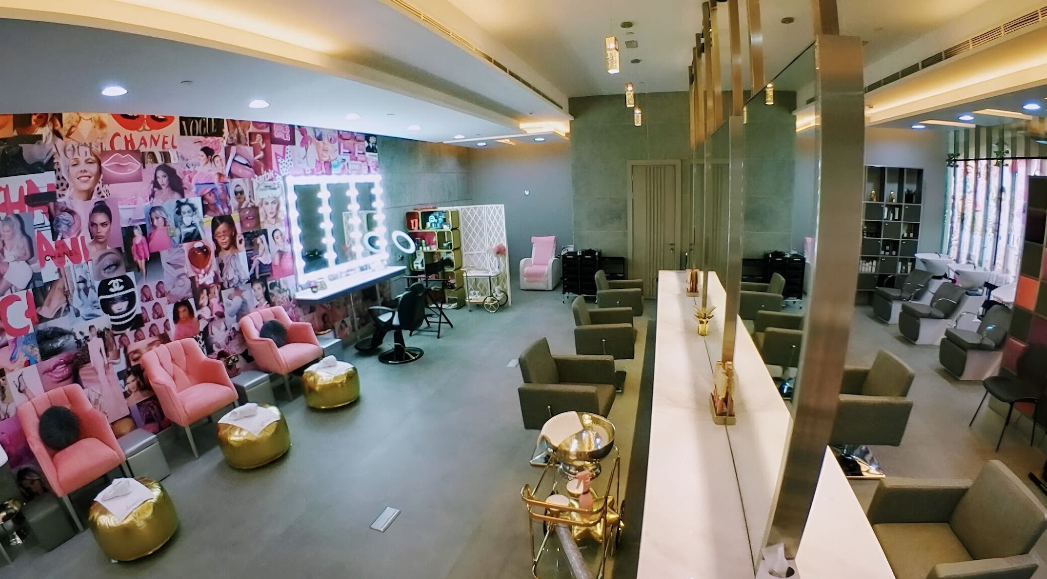 Interior of The Salon at Yin Yang Al Wasl in Dubai, AE showcasing stylish seating and vibrant decor.
