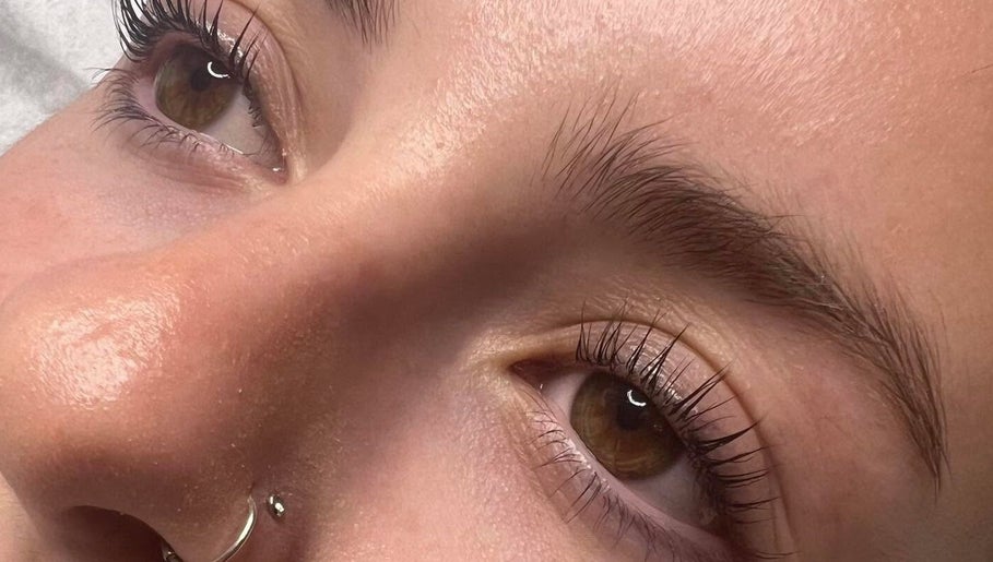 Close-up of enhanced lashes at The Nail and Beauty Lounge, Weston-super-mare, GB.