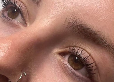 Close-up of enhanced lashes at The Nail and Beauty Lounge, Weston-super-mare, GB.