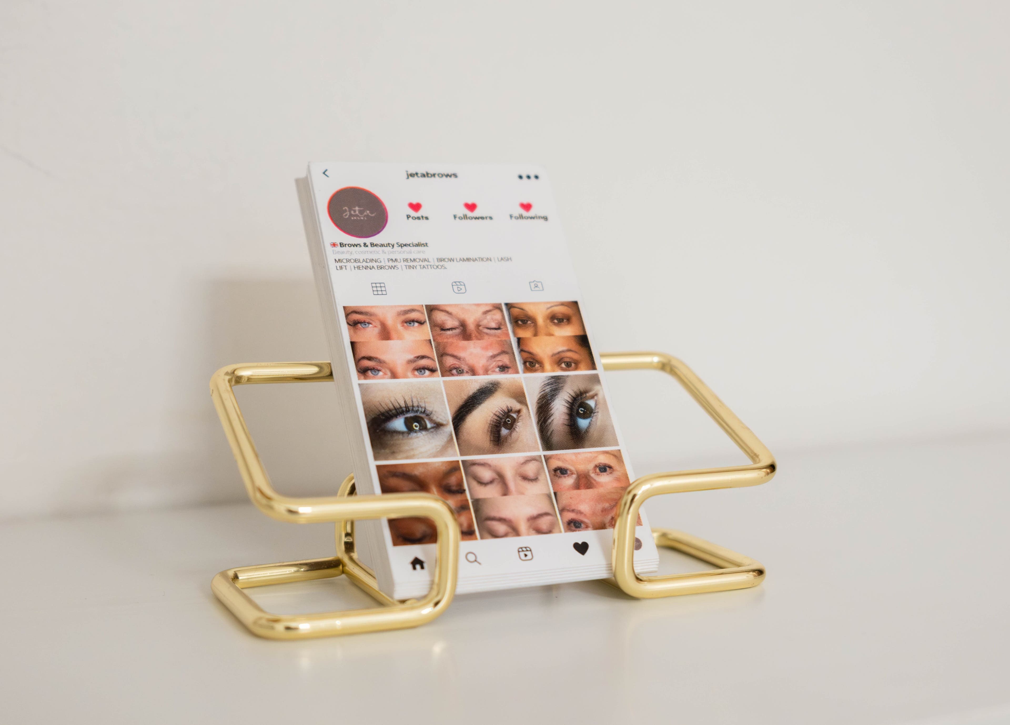 Instagram display of Jeta Brows showcasing eyebrow transformations at their London, England, GB venue.