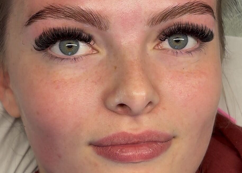 Close-up of a woman with expertly applied eyelash extensions at Lazy Lash, Dublin, County Dublin, IE.