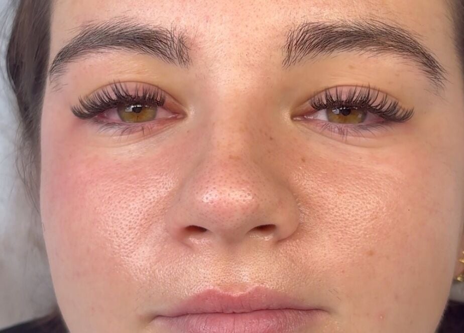 Close-up of a client with enhanced lashes at Lazy Lash, Dublin, County Dublin, IE.