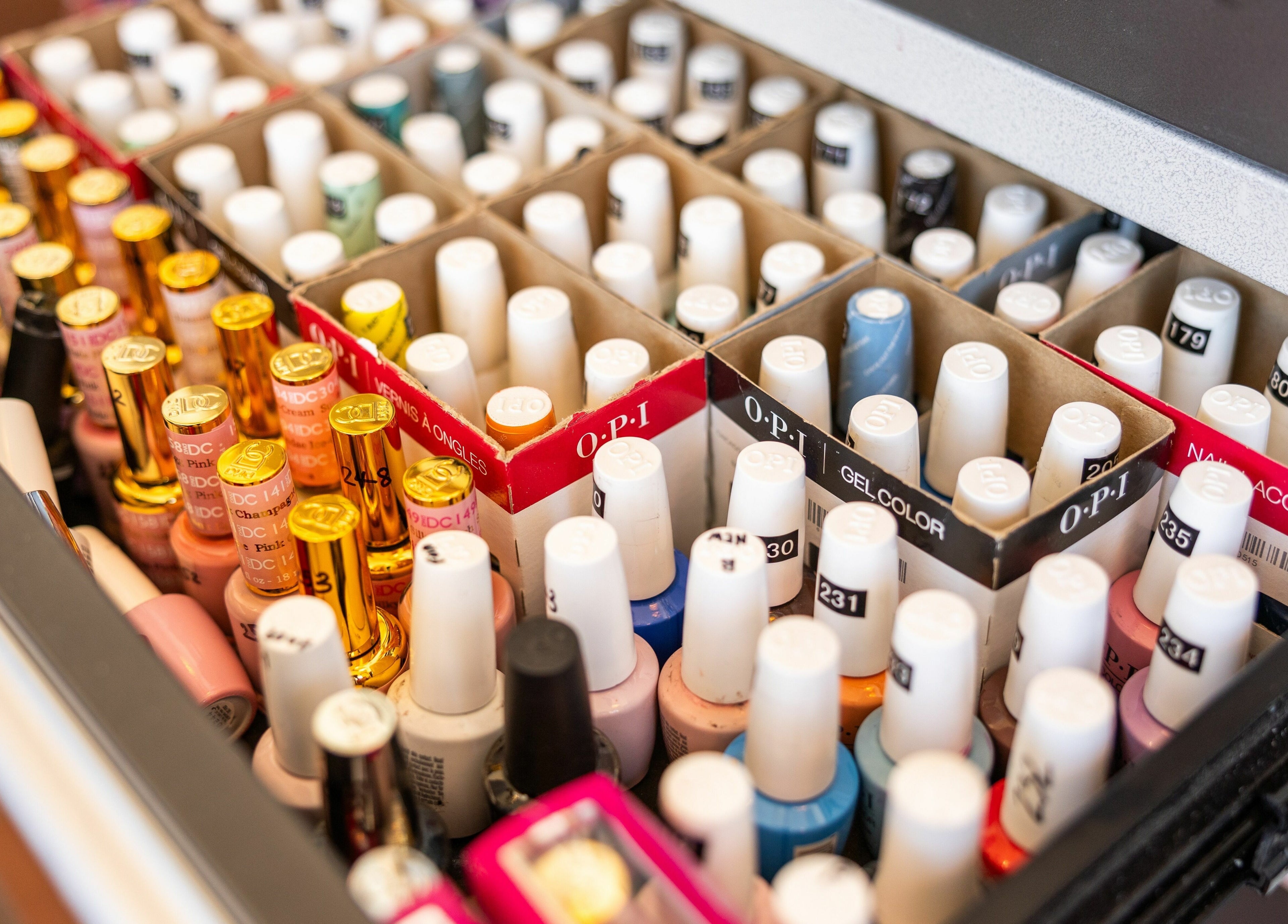 Colorful nail polish display at La Coeur - Rosebery, Rosebery, New South Wales, AU.