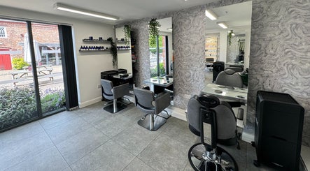 Modern salon chairs and mirrors at The Scissor Psychologist - Aldford, Chester, Chester, England, GB.