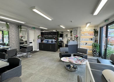 Interior of The Scissor Psychologist - Aldford, Chester, showcasing modern salon decor in Chester, England, GB.