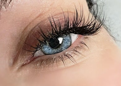 Close-up of beautifully extended lashes at Lash Centre, Portsmouth, England, GB.