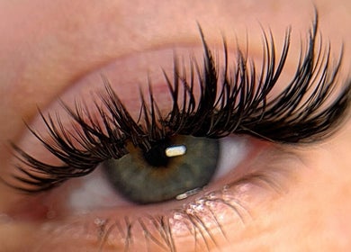 Close-up of a beautifully extended eyelash at Lash Centre, Portsmouth, England, GB.