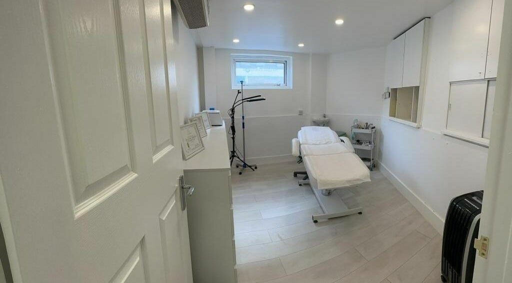 Elegant treatment room at Victoria Beauty and Aesthetics in London, England, GB, with modern decor and facilities.