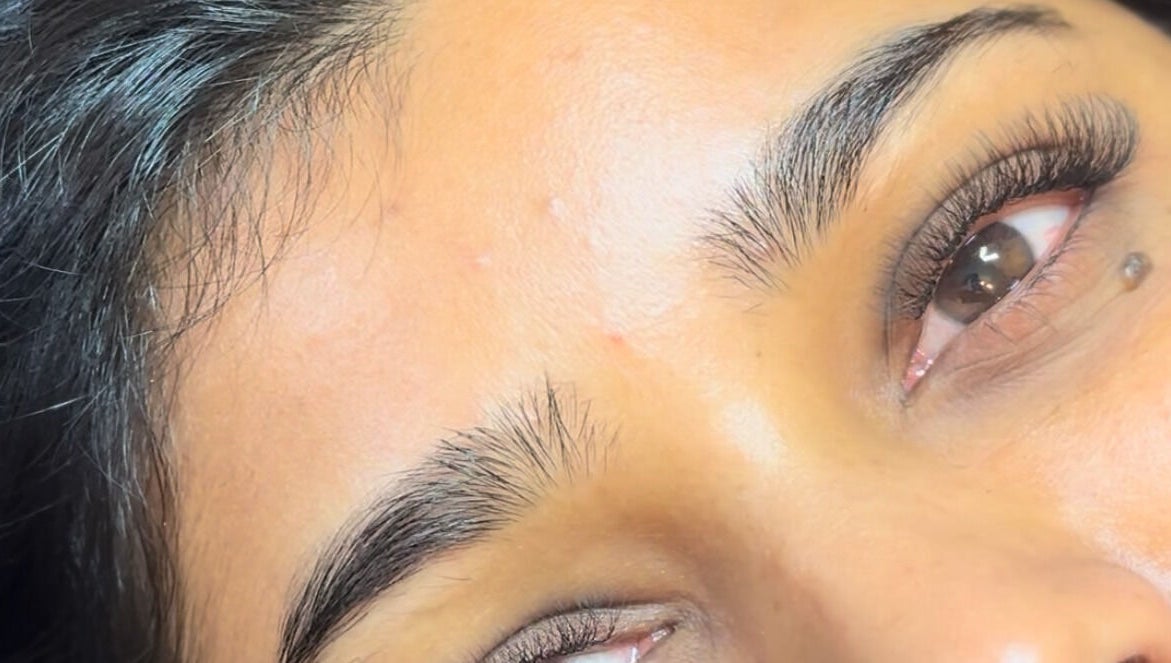 Close-up of eyelash extensions at Luxury Lashes Trinidad in Union Hall, San Fernando, TT.