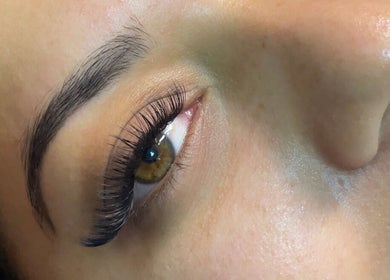 Close-up of eyelash extensions at Luxury Lashes Trinidad, Union Hall, San Fernando, TT.