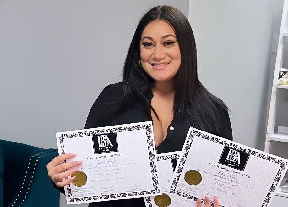 Proud certification holder at Luxury Lashes Trinidad, Union Hall, San Fernando, TT space.