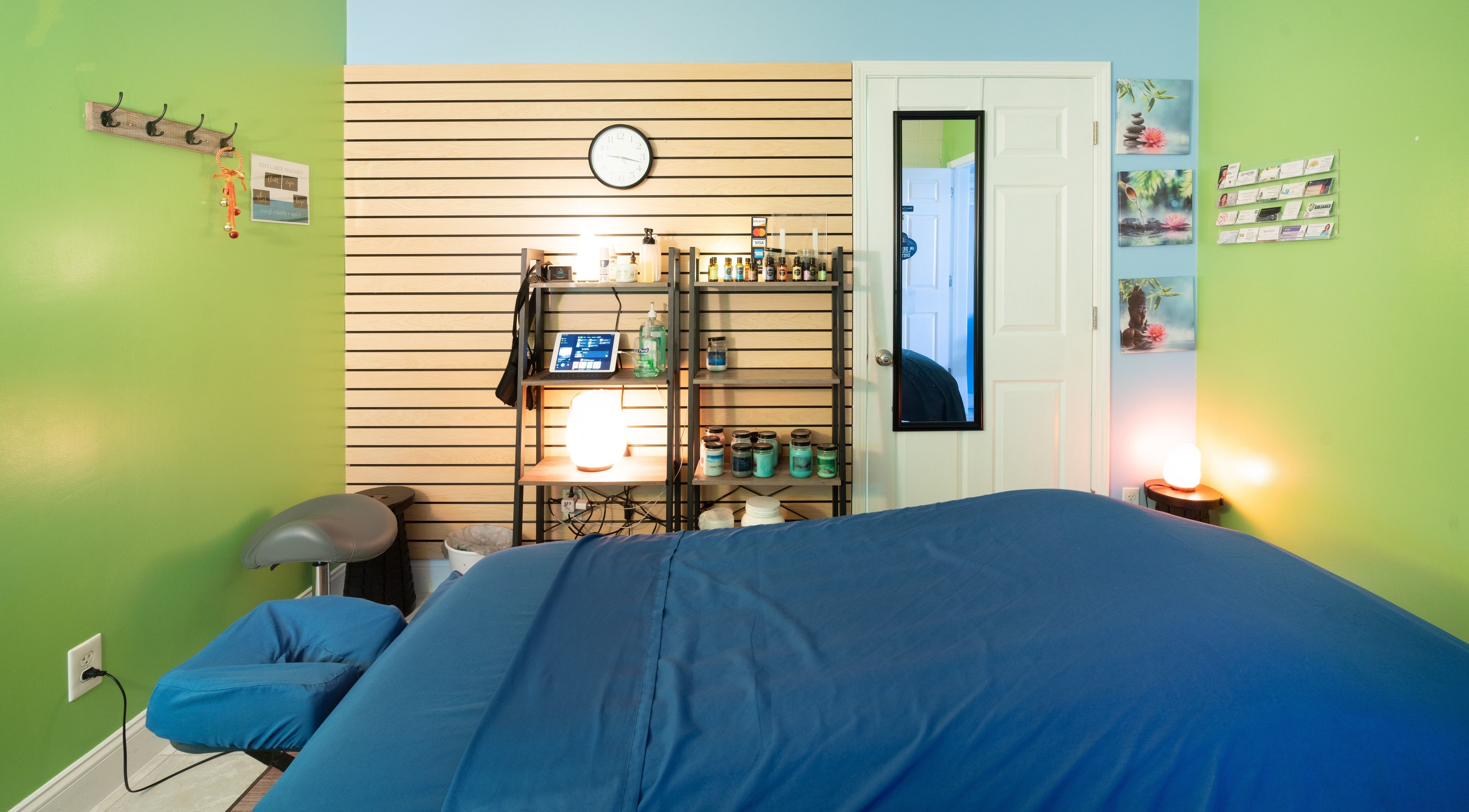 Tranquil massage room at The Zen Zone Wellness - Middletown, Blue Ridge Manor, Kentucky, US.