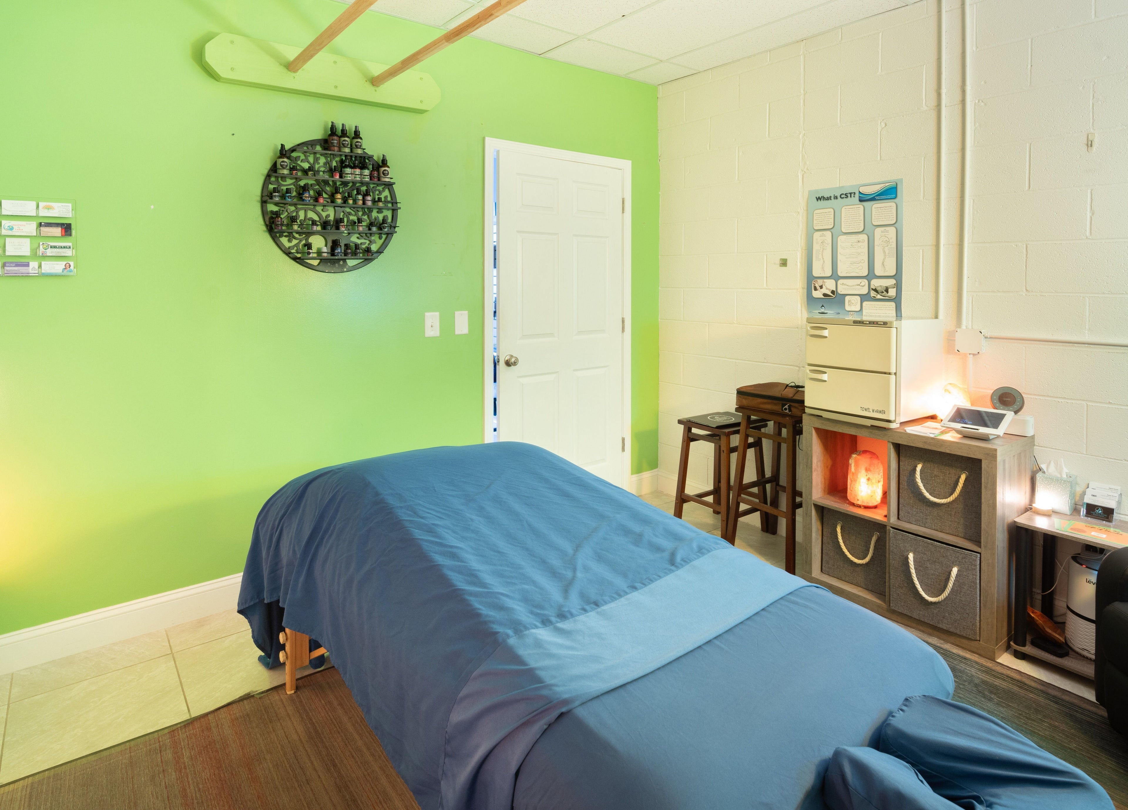 Relaxing massage room at The Zen Zone Wellness - Middletown, Blue Ridge Manor, Kentucky, US.