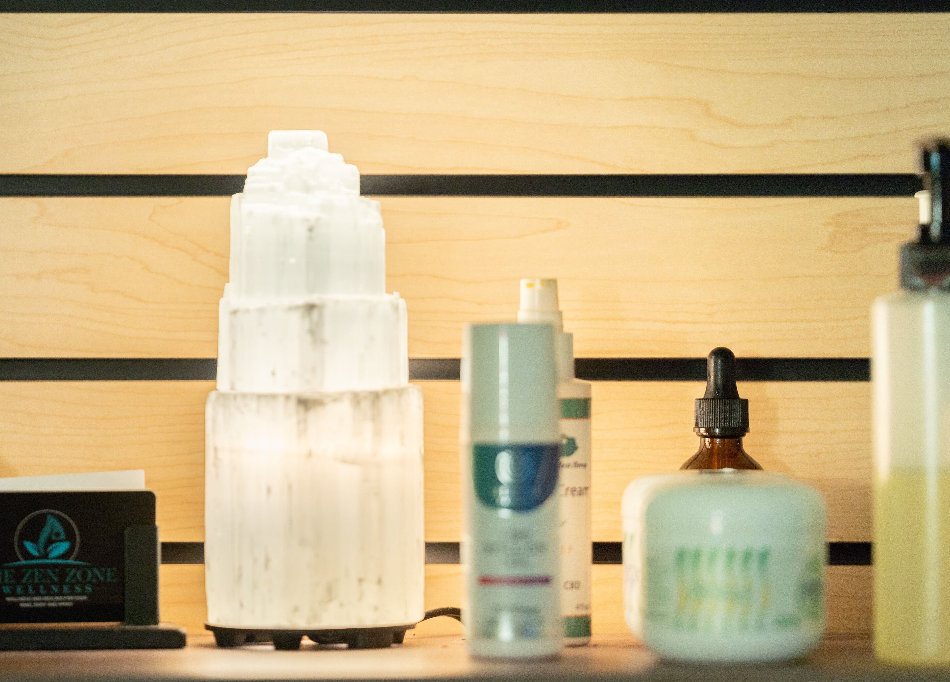 Relaxing display at The Zen Zone Wellness - Middletown, Blue Ridge Manor, Kentucky, US with wellness products.