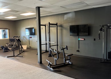 Equipment-filled gym at TNT Personal Training Studio in Duluth, Georgia, US.