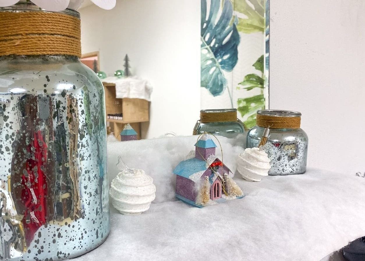 Chic and festive decor at Nelly's Touch Of Elegance Day Spa, Philipsburg, SX.