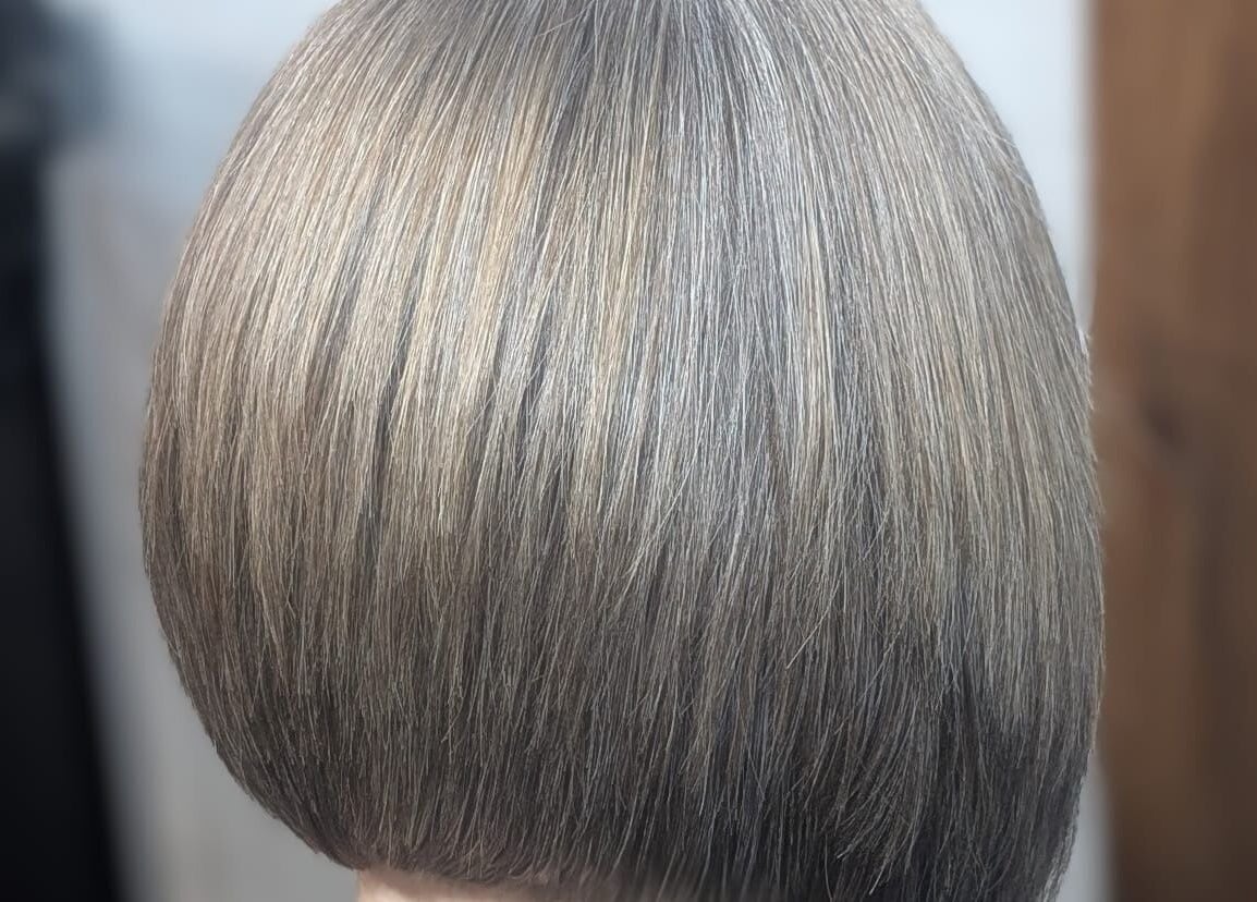 Close-up of a sleek bob hairstyle at Alice Capriotti, Lavenham, England, GB showcasing expert hair craftsmanship.