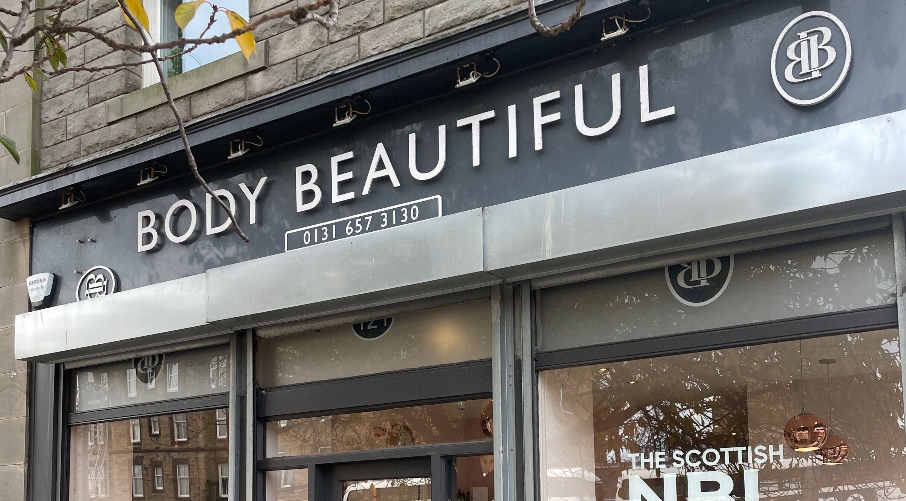 INSKA Make Up Artist storefront in Edinburgh, Scotland, GB featuring Body Beautiful signage.