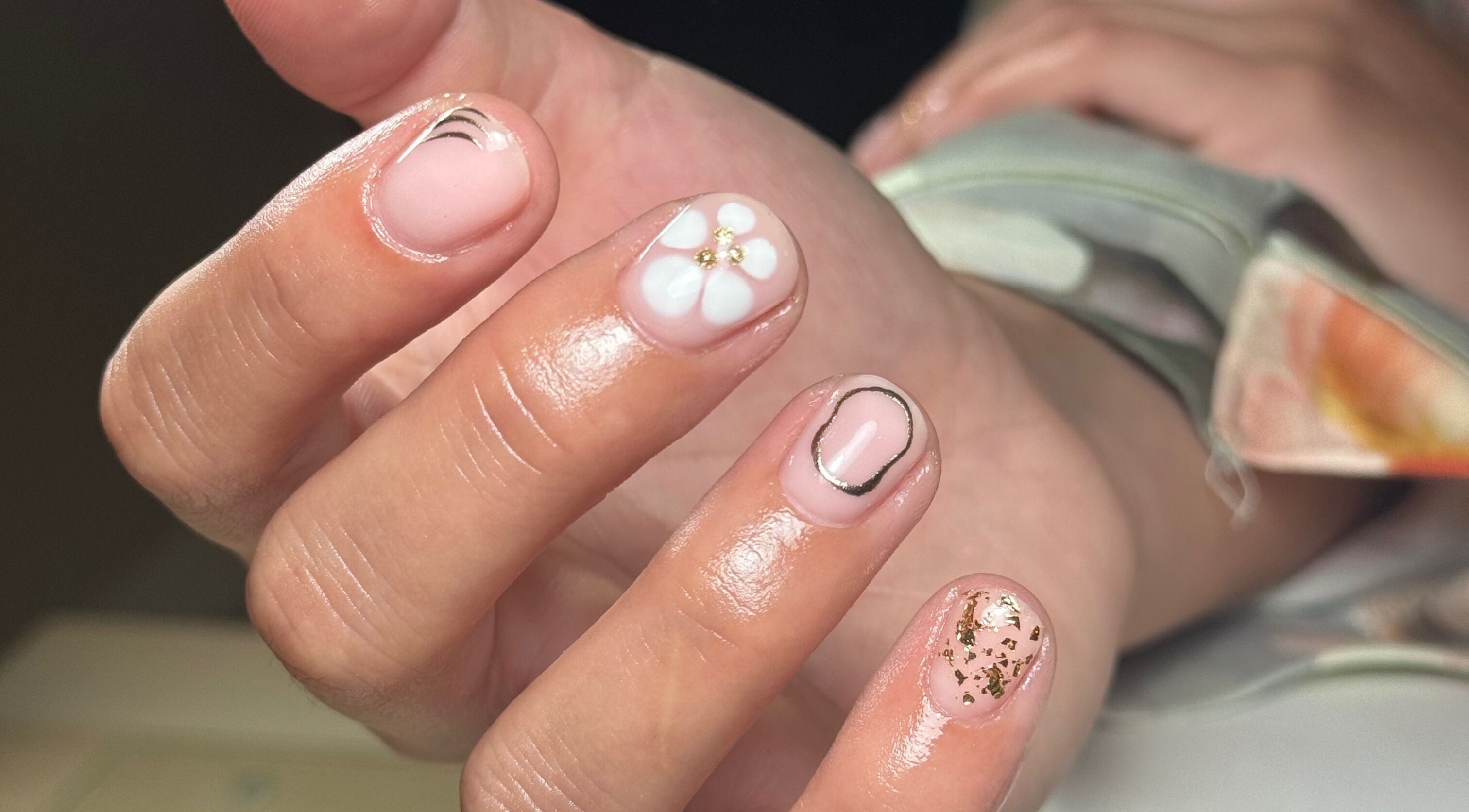 Intricate nail art design at Biabbarr, Cardiff, Wales, GB, showcasing stylish and creative manicure.