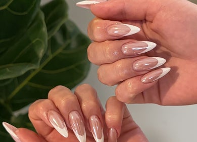 Elegant French manicure at The Suga House Nail Artistry, Melbourne, Victoria, AU with glossy finish.