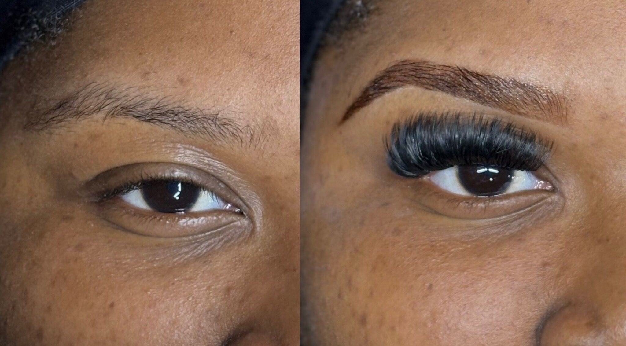 Enchanted Beauty Haven in Muncie, Indiana showcases stunning before and after eyelash transformation.