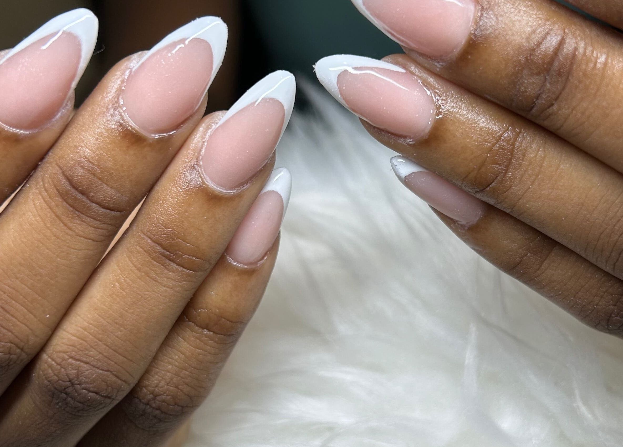 Elegant French manicure at Becs Beauty Lab, Nassau, New Providence, BS.