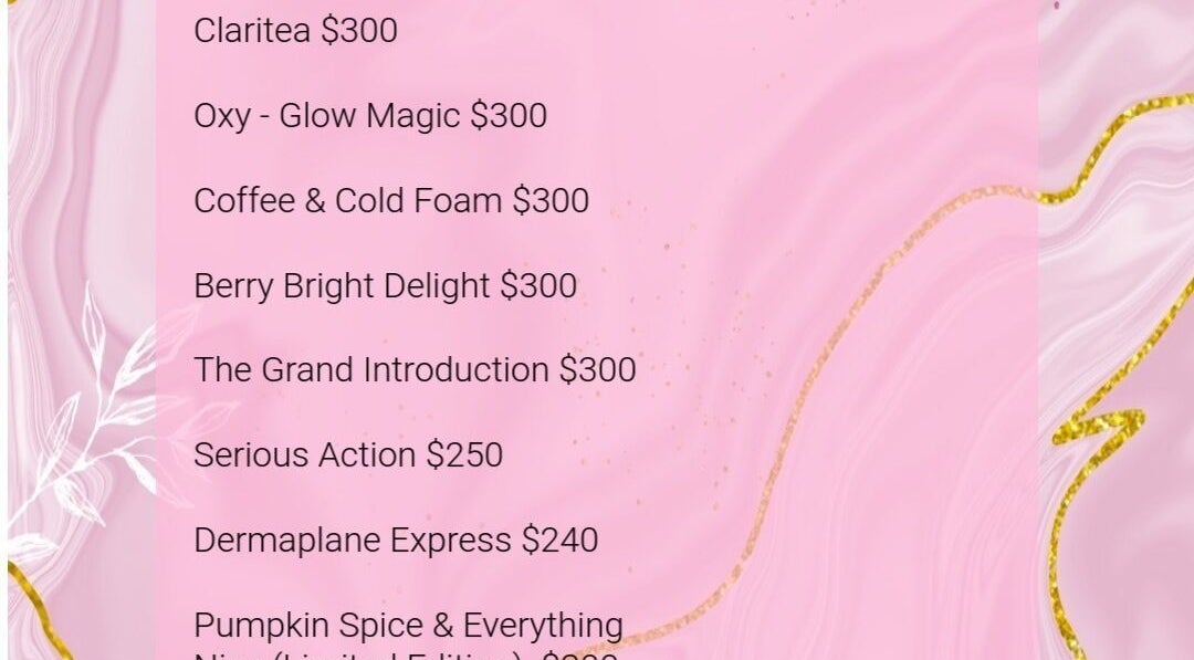 Pricing list for facial services at Skin Serenity Spa and Wax Studio, Tunapuna, Tunapuna/Piarco Regional Corporation, TT.