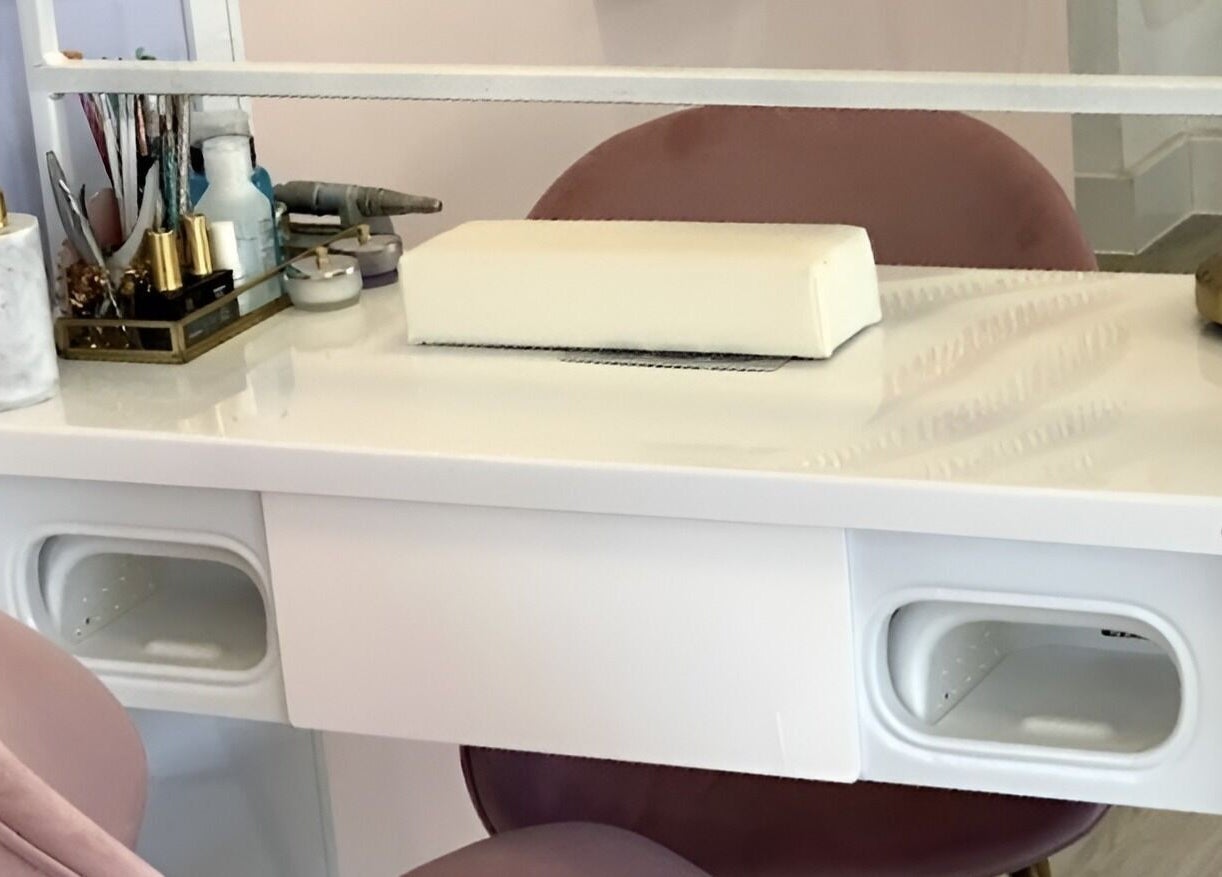 Elegant nail station at Studio One Nails and Beauty in New Milton, England, GB, ready for stylish manicures.