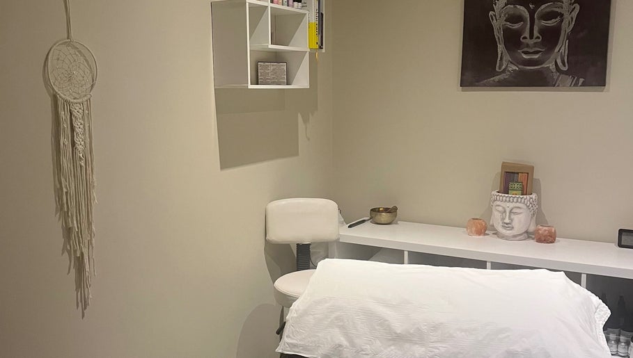 Calm treatment room at Beauty at the Grove, Rayleigh, England, GB, featuring serene decor and cozy atmosphere.