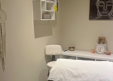 Calm treatment room at Beauty at the Grove, Rayleigh, England, GB, featuring serene decor and cozy atmosphere.