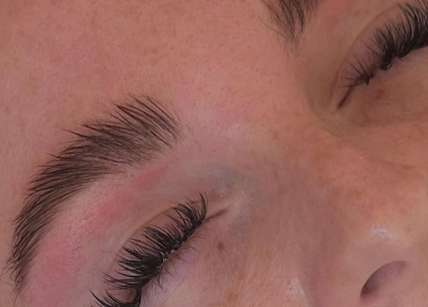 Close-up of expertly applied eyelash extensions at Lashes by Katie in Ayr, Scotland, GB.