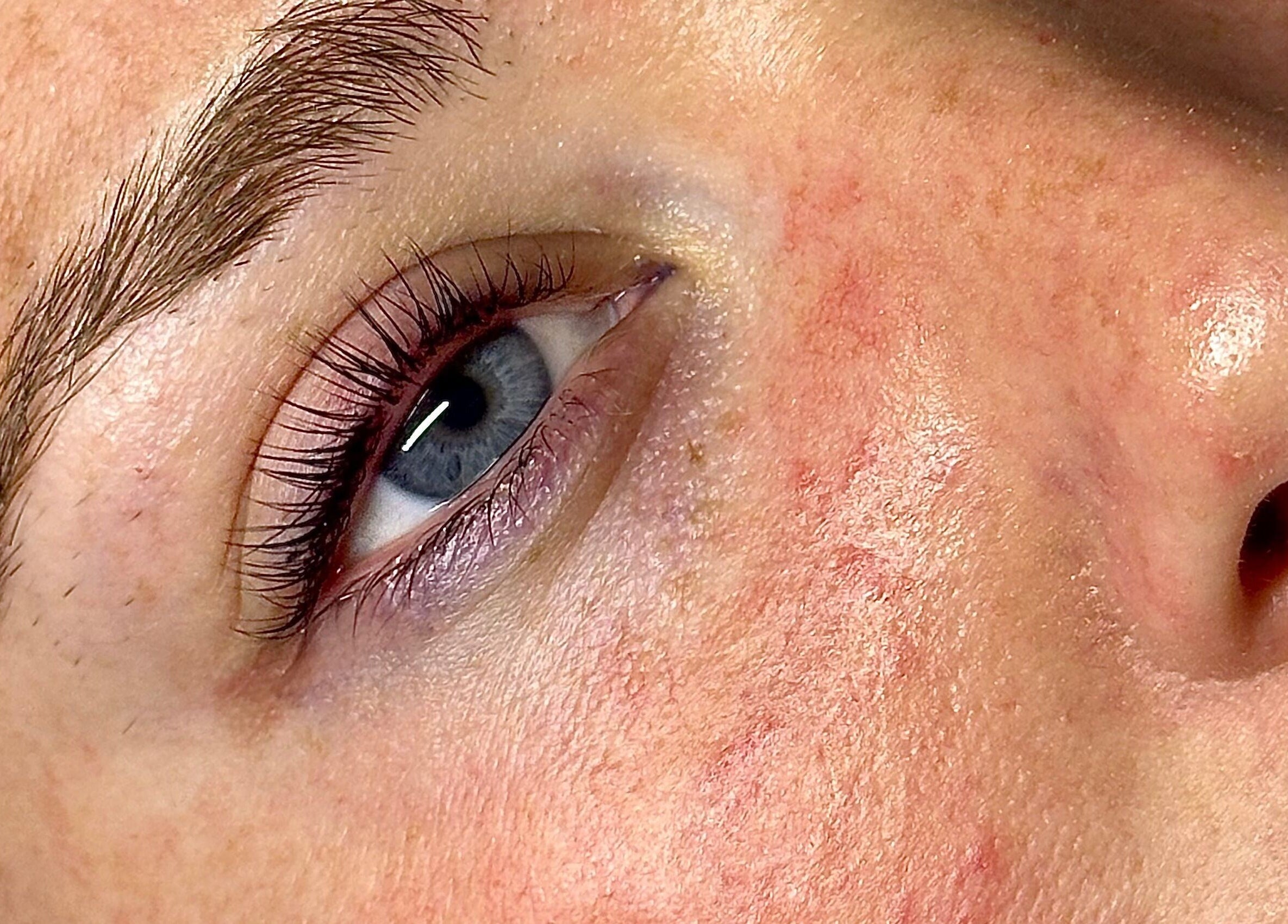 Close-up of lash extensions at Lashes by Katie, Ayr, Scotland, GB showcasing detailed eye beauty.