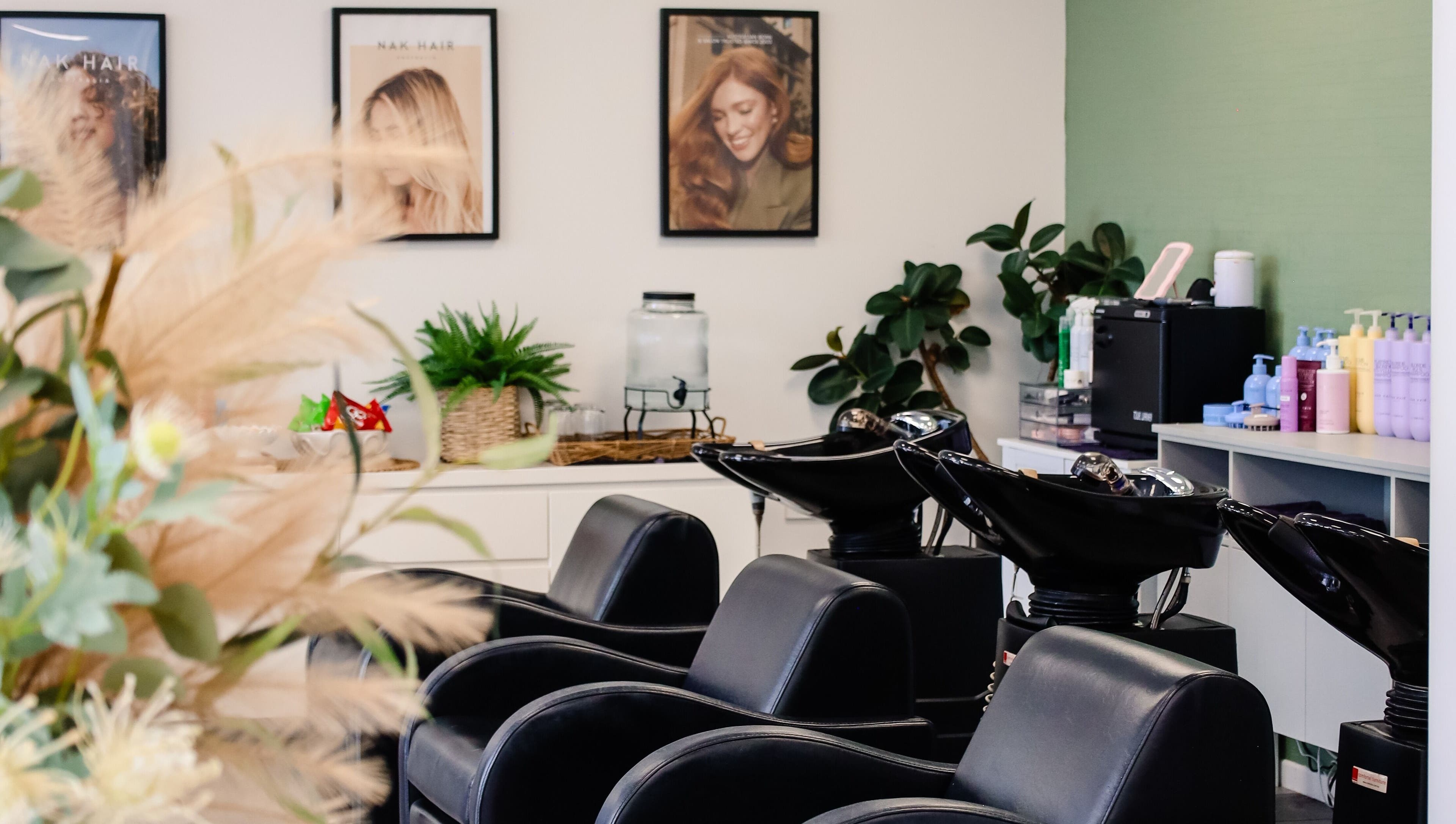 Stylish salon chairs and decor at Fusion Hair, Woree, Queensland, AU.