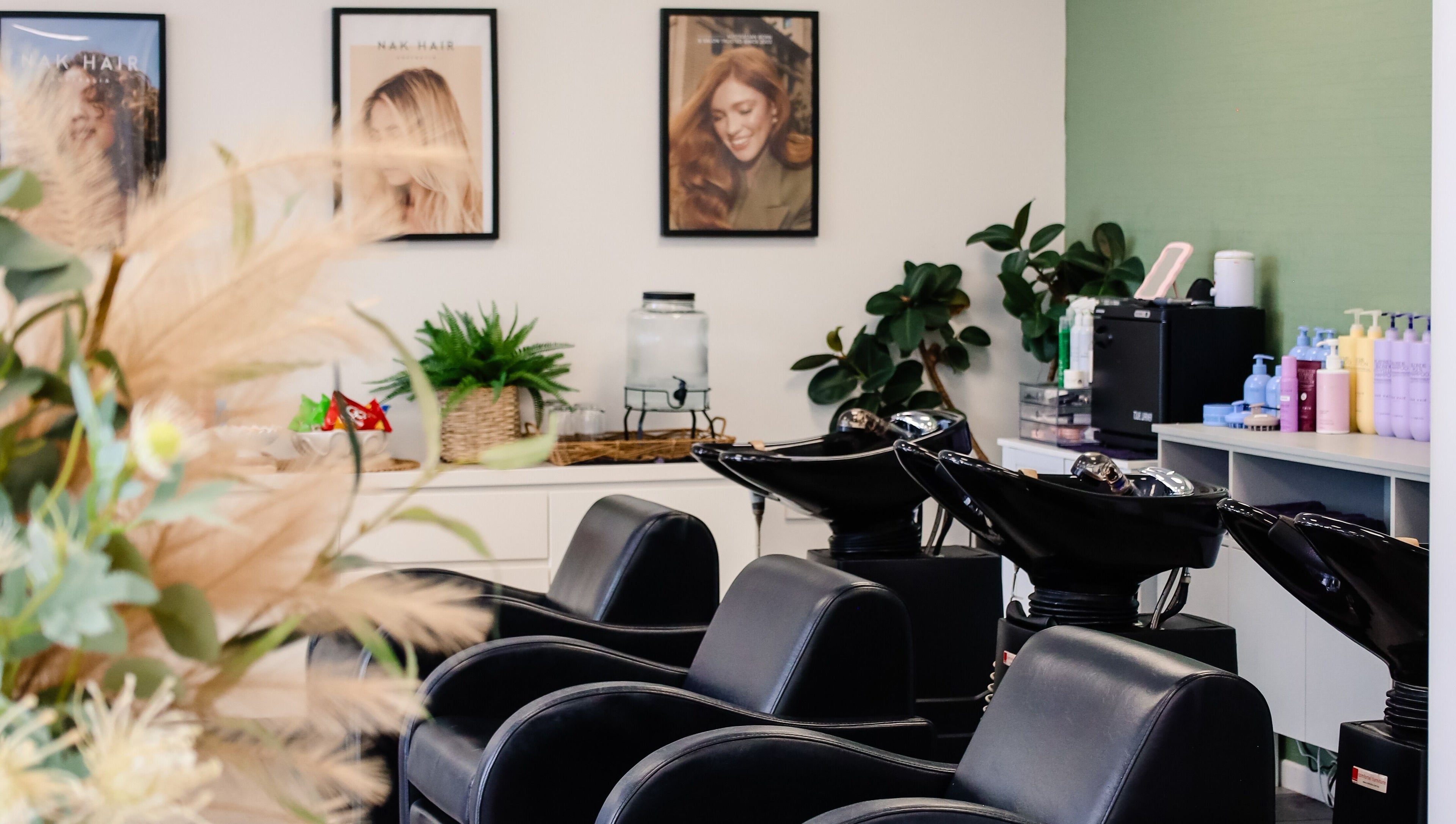 Stylish salon chairs and decor at Fusion Hair, Woree, Queensland, AU.