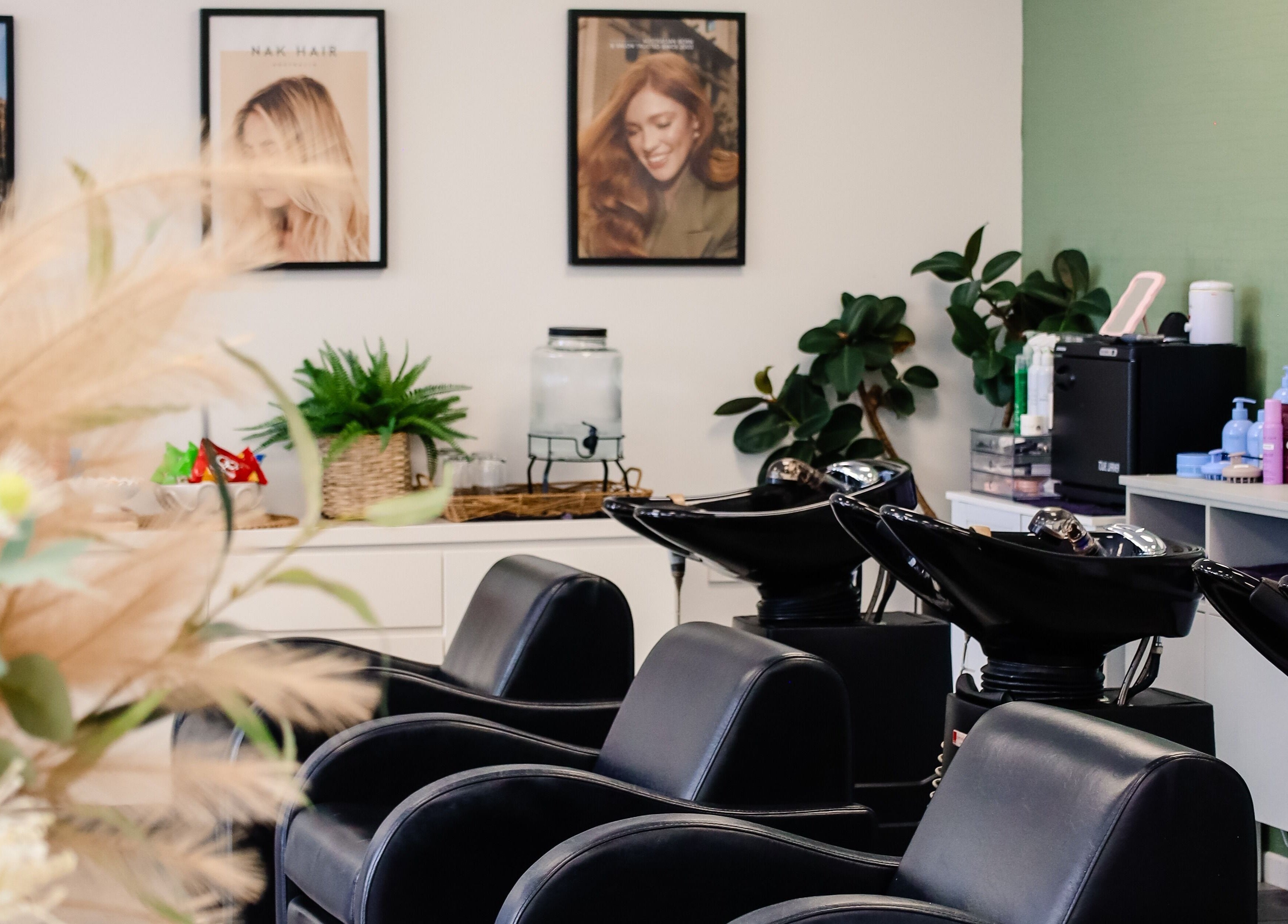 Stylish salon chairs and decor at Fusion Hair, Woree, Queensland, AU.