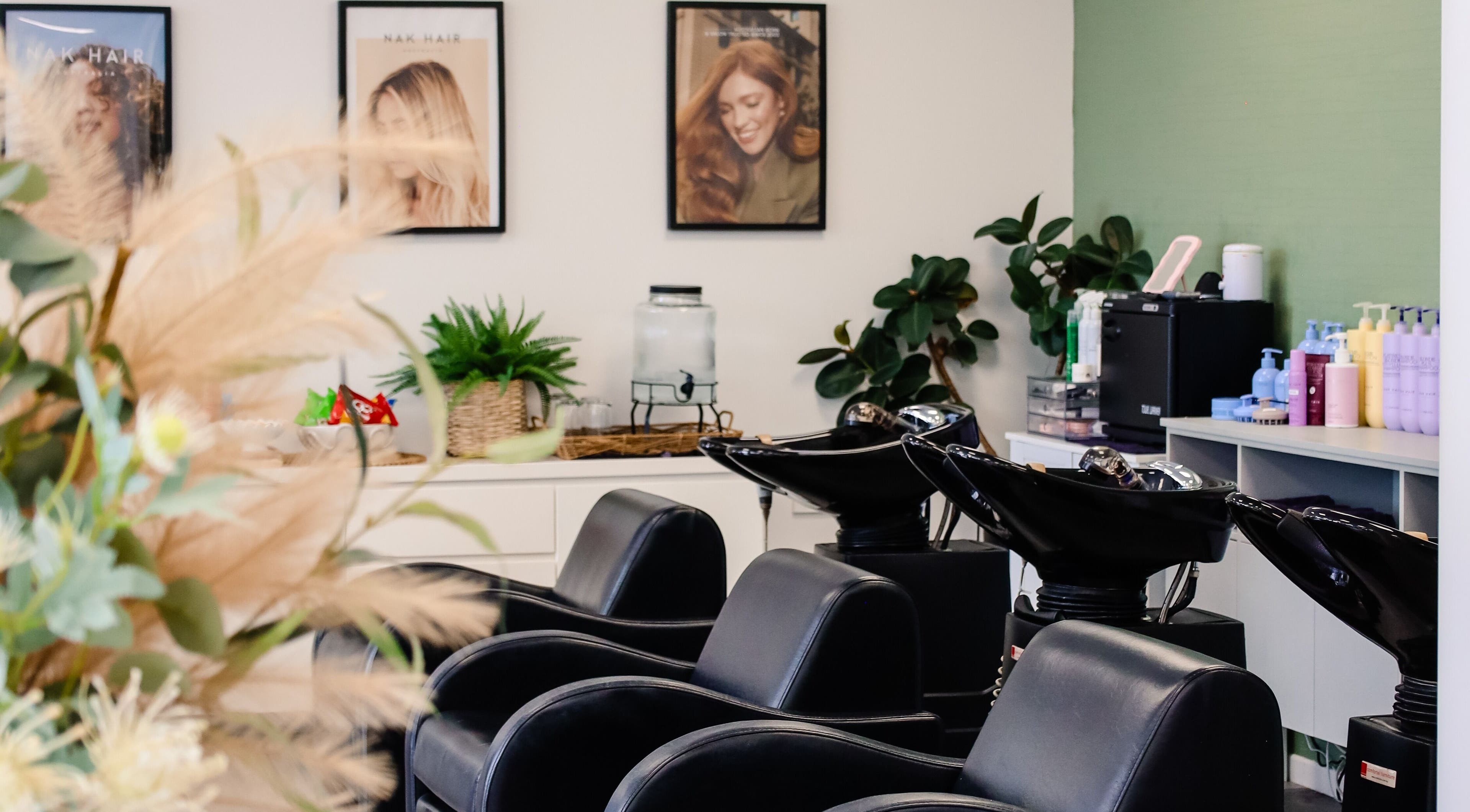 Stylish salon chairs and decor at Fusion Hair, Woree, Queensland, AU.