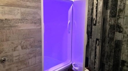 Floatation tank at Chesterton Mamabear Massage & Float, Chesterton, Indiana, US, offering relaxing light therapy.