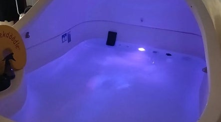 Relaxing float pod at Valpo Mamabear Massage & Float, Valparaiso, Indiana, US, offering a peaceful wellness experience.