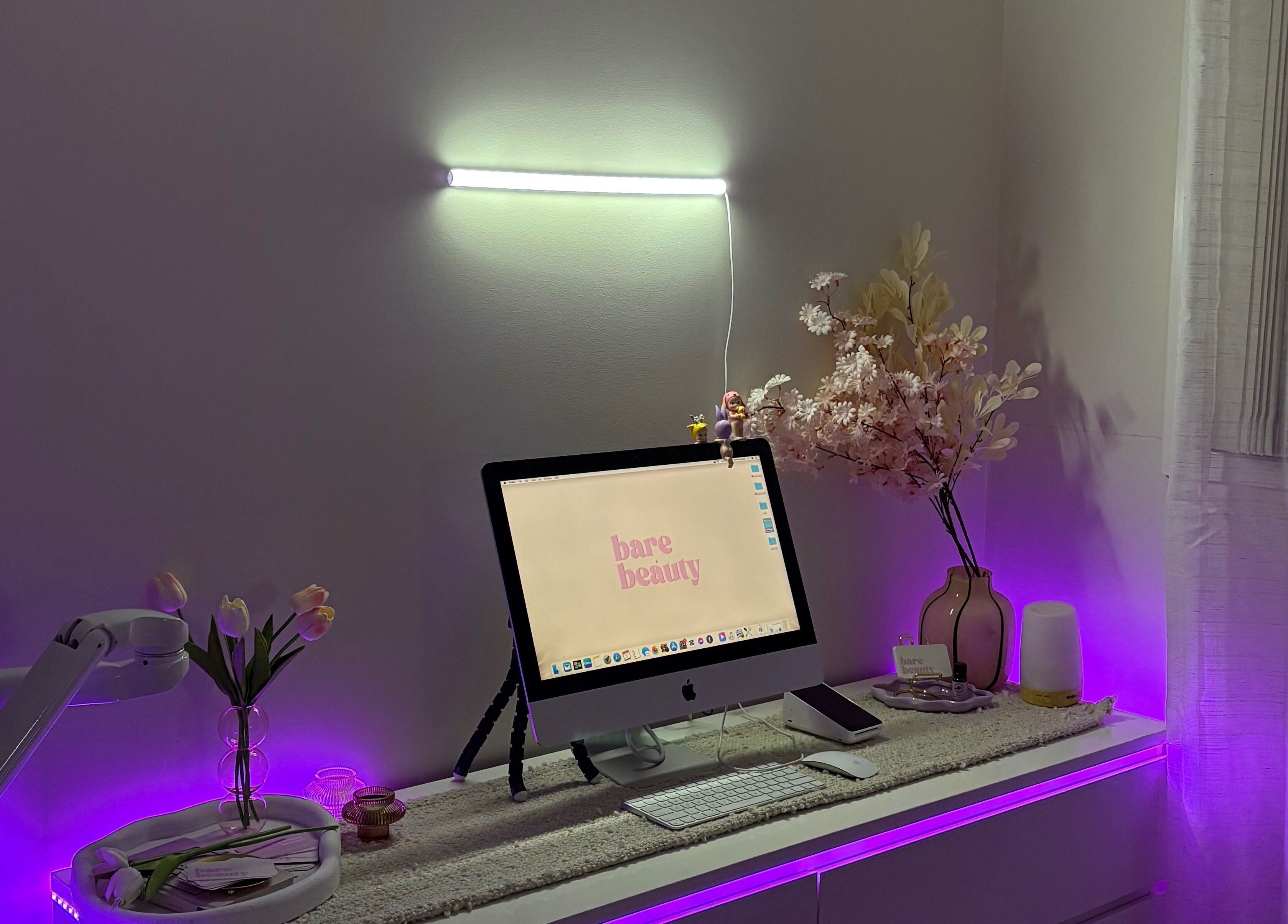 Barebeauty office setup with ambient lighting in Mudgeeraba, Queensland, AU.